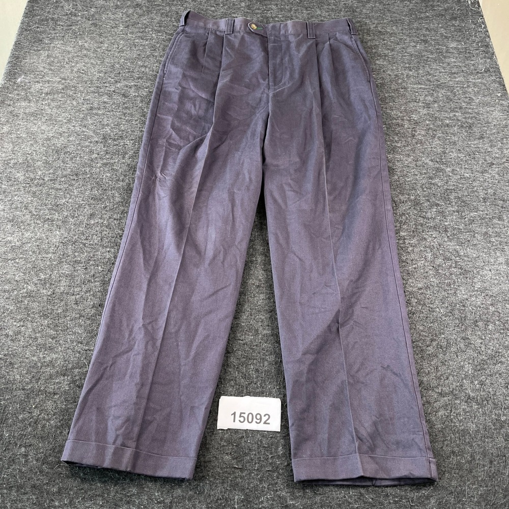Vintage Tommy Hilfiger Pleated Chinos Mens 36x32 Navy Blue Excellent Cuffed
